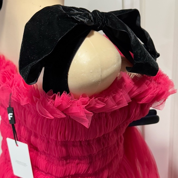 Molly Goddard hot pink tulle sleeveless velvet strap dress - Picture 6 of 10